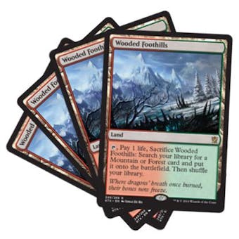 Magic the Gathering Khans of Tarkir PLAYSET Wooded Foothills X4 - SLIGHT PLAY (SP)