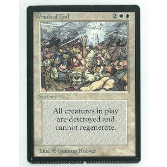 Magic the Gathering Beta Single Wrath of God CRIMPED - MODERATE PLAY (MP)