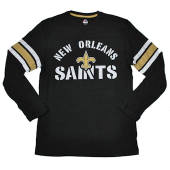 New Orleans Saints Majestic Black Corner Blitz Long Sleeve Tee Shirt (Adult M)