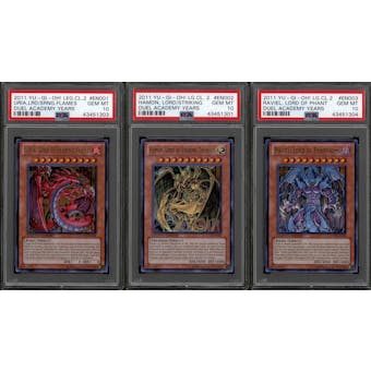 YuGiOh Legendary Collection 2 LOT All 3 Sacred Beasts ALL PSA 10 Uria Hamon Raviel