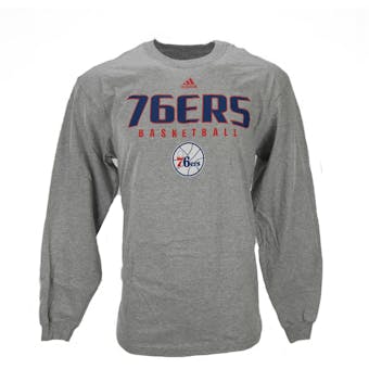Philadelphia 76ers Adidas Grey Long Sleeve Tee Shirt (Adult XXL)
