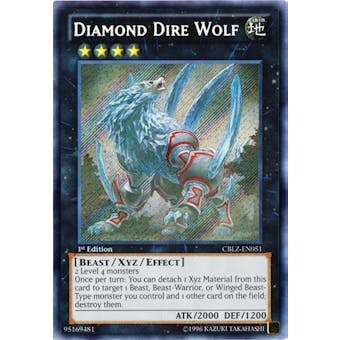 Yu-Gi-Oh Cosmo Blazer 1st Ed. Single Diamond Dire Wolf Secret rare CBLZ-EN051 - NM