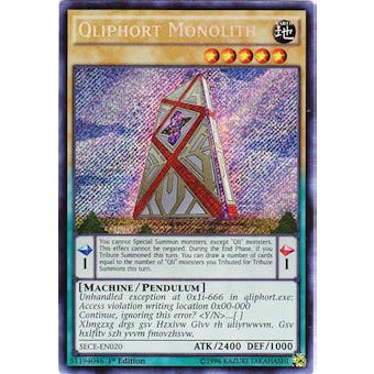 Yu-Gi-Oh DOCS 1st Ed. Single Qliphort Monolith Secret Rare - NEAR MINT (NM)
