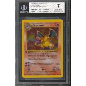 Pokemon Base Set 1st Edition Shadowless Charizard 4/102 BGS 7 (9.5, 7, 6.5, 8) THICK STAMP Variant MINT FACE