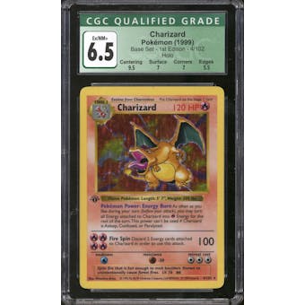 Pokemon Base Set 1st Edition Shadowless Charizard 4/102 CGC 6.5 *0001 (Inked)