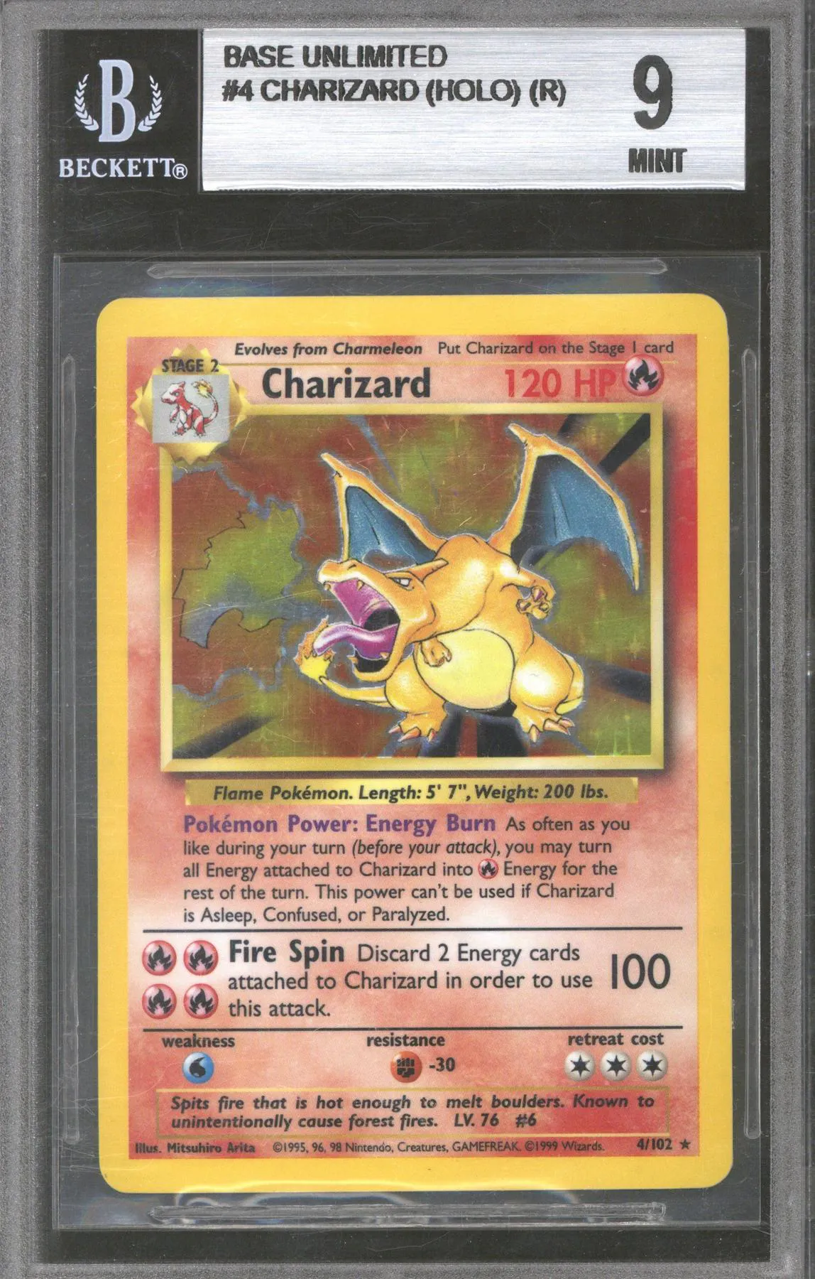Pokemon Base Set Unlimited Charizard 4/102 BGS 9 (Quad + 9.5 Centering