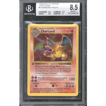 Pokemon Base Set 1st Edition Shadowless Charizard 4/102 BGS 8.5 Thick Stamp!
