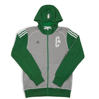 Boston Celtics Adidas Heather Grey & Green Pre-Game Full Zip Fleece Hoodie (Adult L)